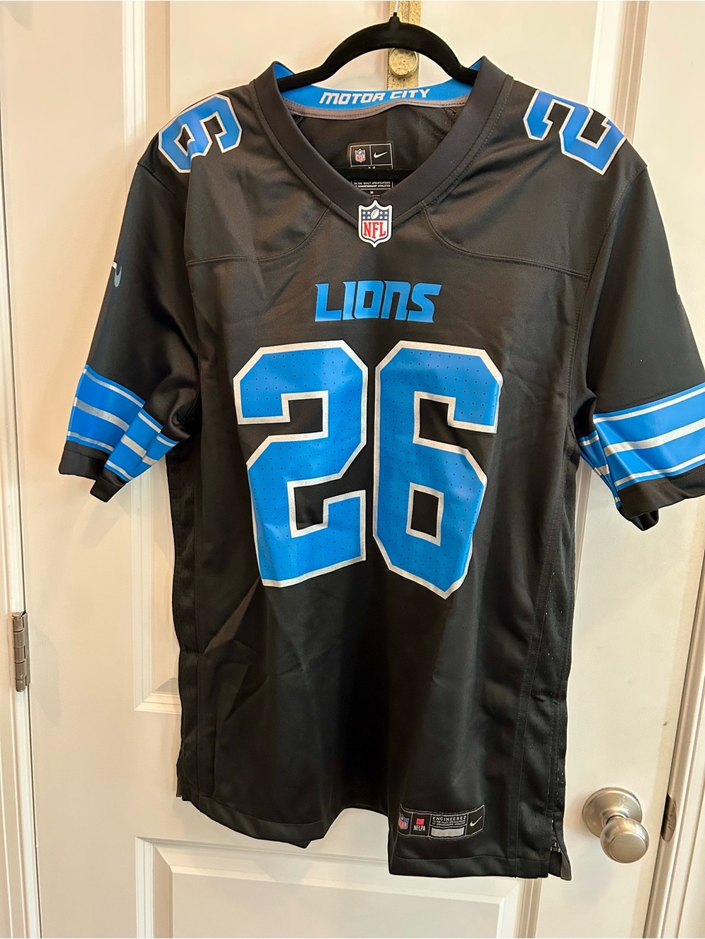 NFL Detroit Lions Black and Honolulu Blue #26 Jersey